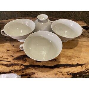 3 Tea Cups Fürstenberg Victoria Luise Weiss Porcelain Tasse Bone China Vintage